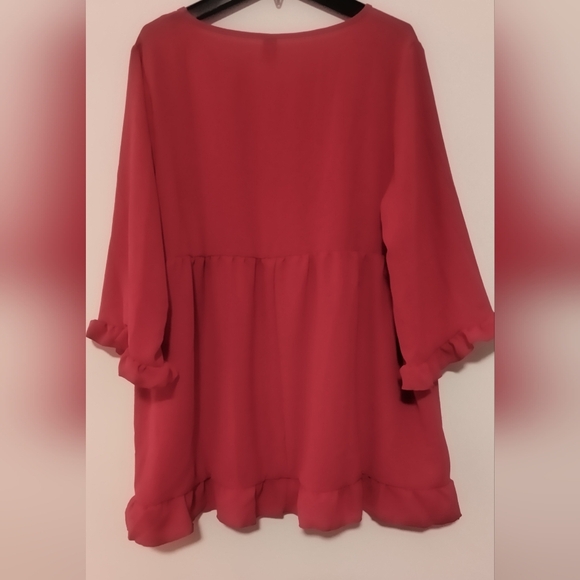 New Red Ruffle Top / Size 1X - Picture 3 of 9